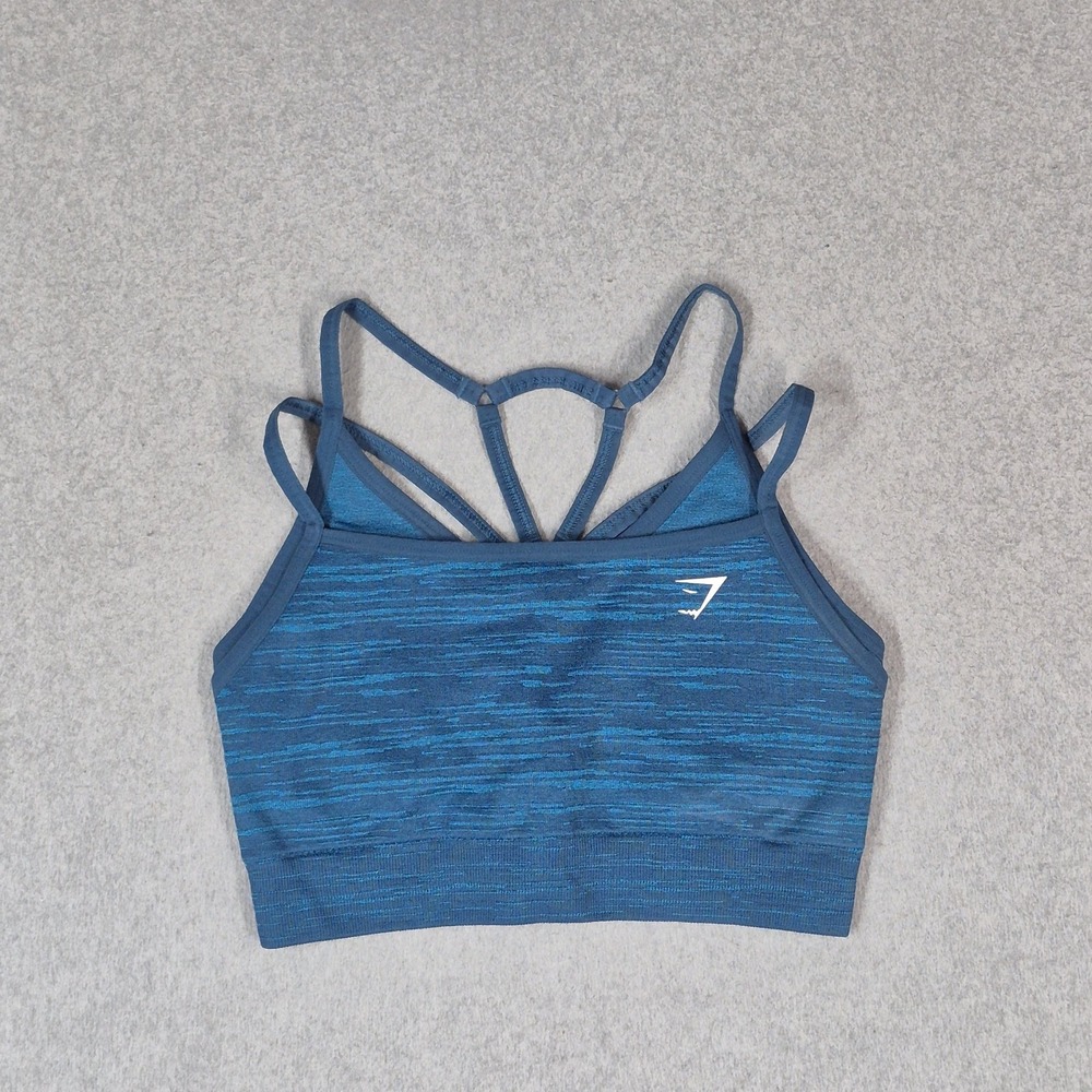 Gymshark Women Sports Bra Small Blue Heather Racerback Pullover
